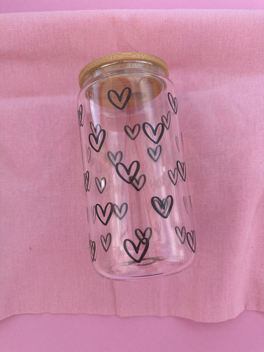 Hearts - 16oz Libby can glass