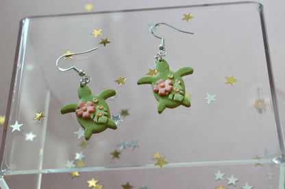 Turtle clay earrings